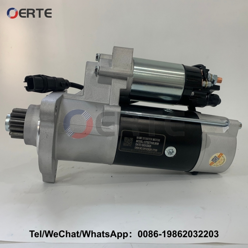 201V26201-7199  24V heavy-duty engine starter motor, primarily used for Sinotruk (CNHTC) commercial trucks and machinery